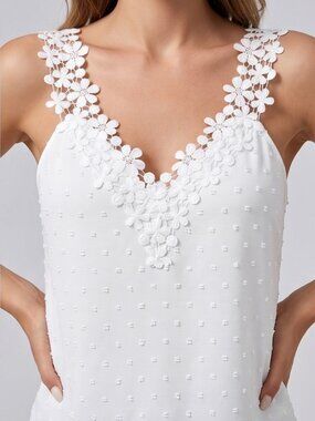 Boho Crochet Lace Dot Cami White